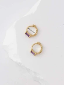 Hoa tai dạng vòng trang trí bằng đá Zirconia - Vàng - Xem 3