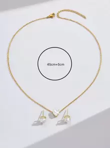 Bộ trang sức trang trí hình trái tim Cubic Zirconia 3 món/bộ Valentine, Mẹ, Mẹ, Ngày của Mẹ, Quà tặng - Vàng - Xem 3