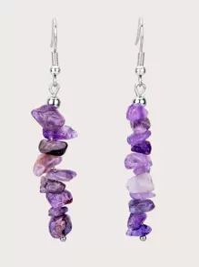 石頭裝飾耳墜 - 紫色 - 查看 1