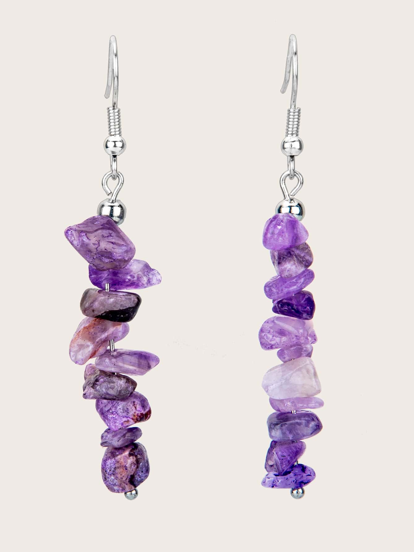 石頭裝飾耳墜 - 紫色 - 查看 1
