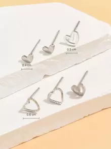 6pcs/set Hollow Out Heart Shaped Earrings Suitable For Women's Daily Wear, Party, Festival And Dating
