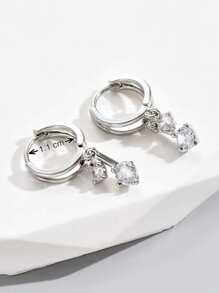 Cubic Zirconia Drop Earrings - Silver - View 3