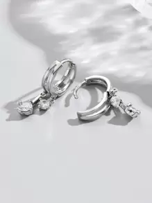 Cubic Zirconia Drop Earrings - Silver - View 5