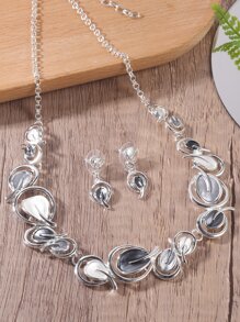 3 piezas/set Set joya con diseño de hoja - Multicolor - Ver 1