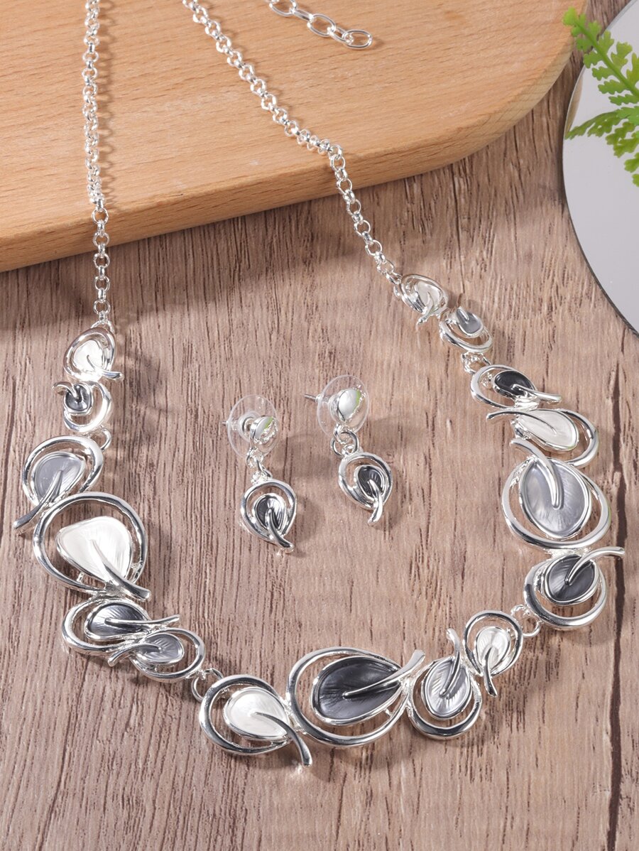 3 piezas/set Set joya con diseño de hoja - Multicolor - Ver 1