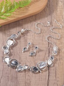 3 piezas/set Set joya con diseño de hoja - Multicolor - Ver 2