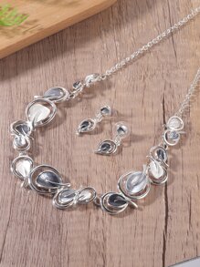 3 piezas/set Set joya con diseño de hoja - Multicolor - Ver 7