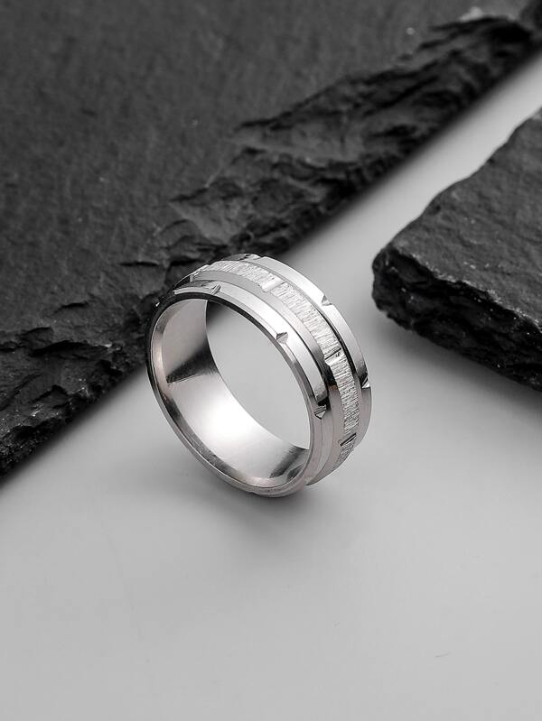 時尚流行男士紋理戒指不銹鋼，適合珠寶禮物和時尚外觀