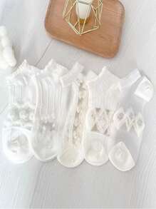 5pairs Bow Pattern Ankle Socks
