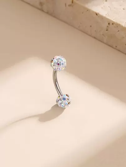 Rhinestone Decor Eyebrow Ring Stainless Steel Popular Piercing Body Jewelry Gift For Women & Men