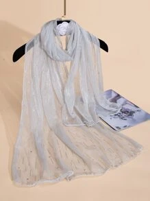 幾何樣式圍巾 - 淺灰色 - 查看 1