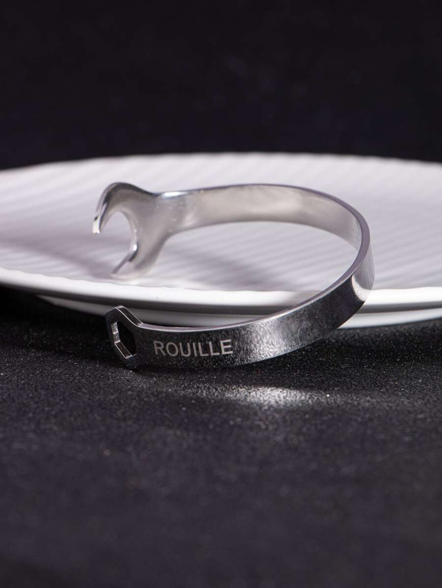 Hombres Anillo abierto llave inglesa - Plateado - Ver 1