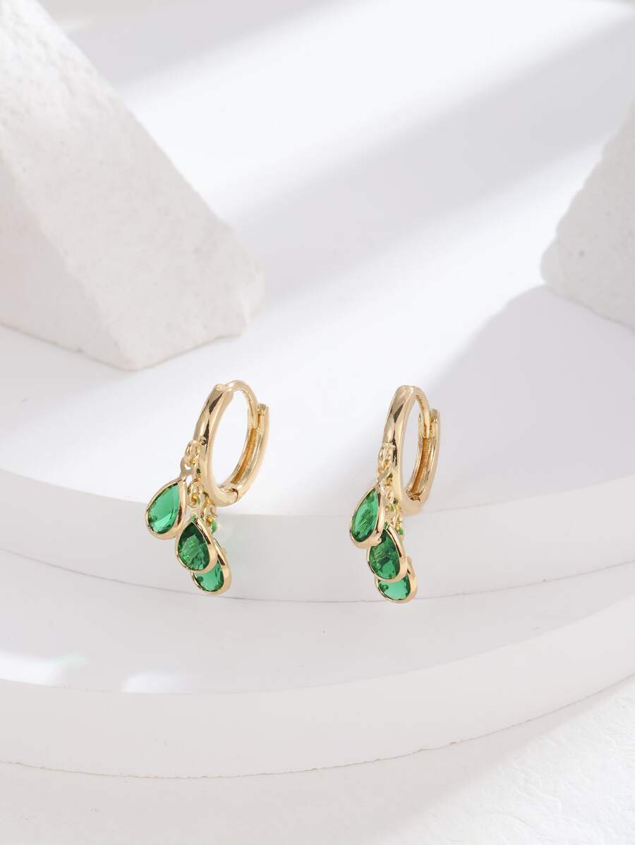 Cubic Zirconia Water Drop Earrings - Multicolor - View 1