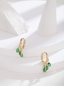 Cubic Zirconia Water Drop Earrings - Multicolor - View 2