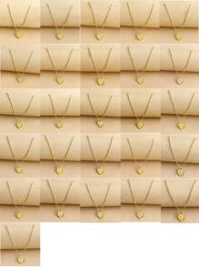 字母墜飾項鍊字母設計心雞心領吊墜項鏈 - 金黃色 - 查看 1