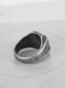 MONALLY 1pc Vintage Stainless Steel Ring, Men's Business Gift Accessory - Silver - View 4