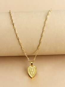 字母墜飾項鍊字母設計心雞心領吊墜項鏈 - 金黃色 - 查看 29