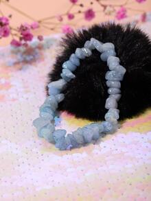 Stone Ditsy Decor Beaded Bracelet - Baby Blue - View 2