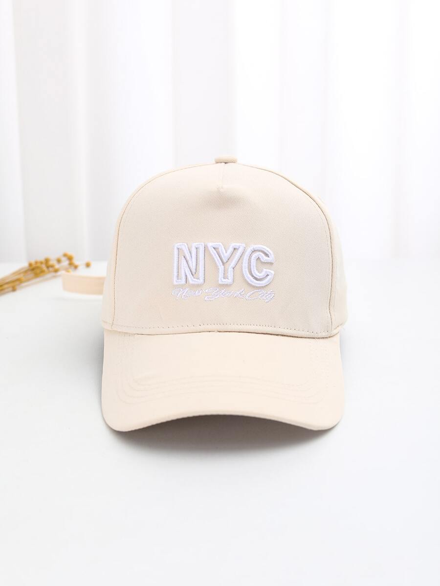 Letter Embroidered Baseball Cap - Beige - View 1