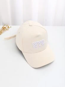 Letter Embroidered Baseball Cap - Beige - View 2