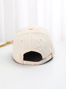 Letter Embroidered Baseball Cap - Beige - View 3