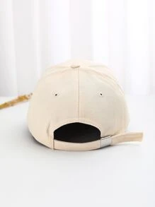 Letter Embroidered Baseball Cap - Beige - View 4