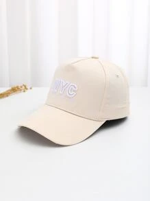 Letter Embroidered Baseball Cap - Beige - View 6