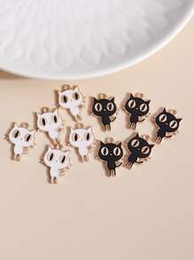 10入組/套隨機色卡通貓DIY吊墜 - 黑與白 - 查看 1