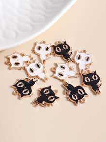 10入組/套隨機色卡通貓DIY吊墜 - 黑與白 - 查看 2