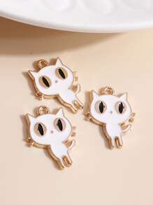 10入組/套隨機色卡通貓DIY吊墜 - 黑與白 - 查看 3