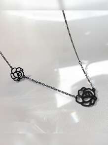 vòng cổ trang trí hoa - màu đen - Xem 3