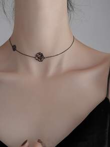 vòng cổ trang trí hoa - màu đen - Xem 4