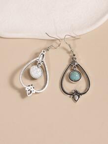 Hoa tai giọt nước trang trí màu ngọc lam - Màu Bạc Cổ - Xem 3