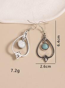 Hoa tai giọt nước trang trí màu ngọc lam - Màu Bạc Cổ - Xem 4