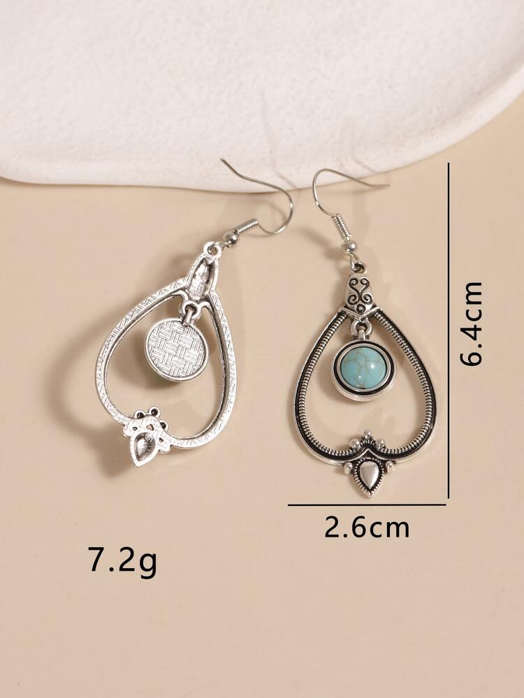 Hoa tai giọt nước trang trí màu ngọc lam - Màu Bạc Cổ - Xem 4