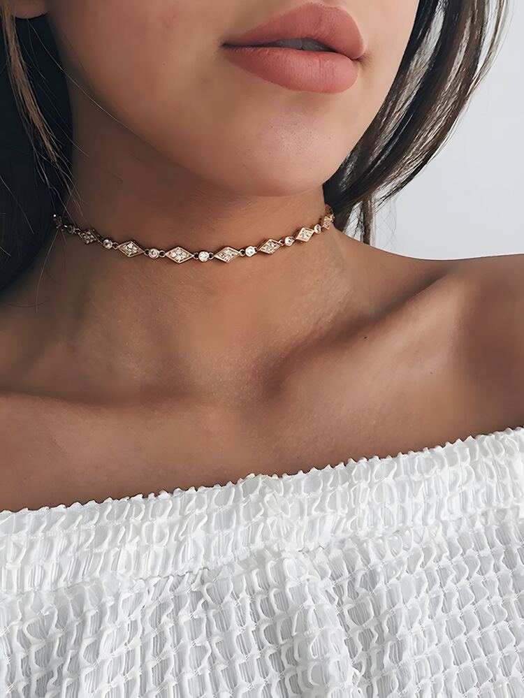 Rhinestone Decor Choker
