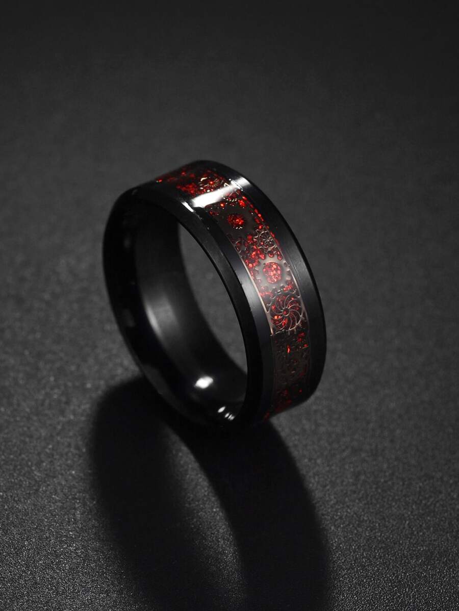 時尚流行男士齒輪裝飾環不銹鋼，適合珠寶禮物和時尚外觀 - 彩色 - 查看 1