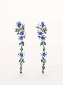 Cubic Zirconia & Flower Drop Earrings Valentines,Mom,Mother,Mother's Day,Gift - Multicolor - View 9