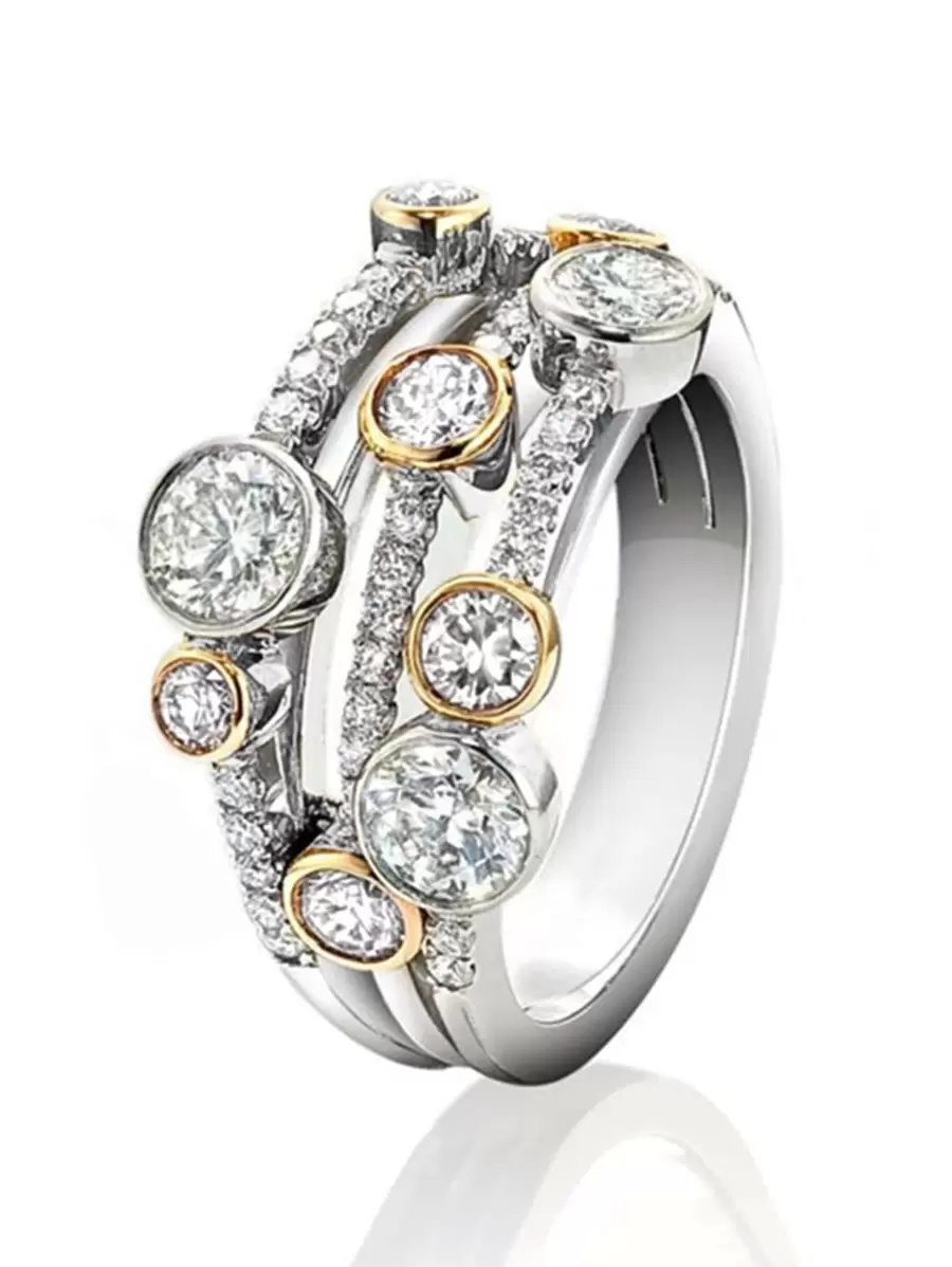 1 件华丽方晶锆石戒指，适合女士，情人节礼物，婚礼派对珠宝，妈妈，母亲，母亲节，礼物