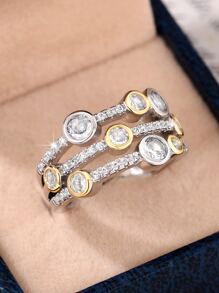 1 件华丽方晶锆石戒指，适合女士，情人节礼物，婚礼派对珠宝，妈妈，母亲，母亲节，礼物 - 彩色 - 查看 5