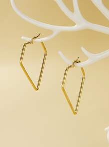 Pendientes de aro en forma de diamante - Amarillo Oro - Ver 1