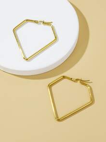 Pendientes de aro en forma de diamante - Amarillo Oro - Ver 2