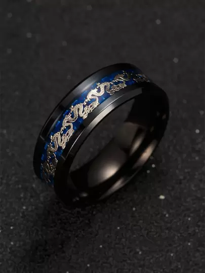 Modny i popularny męski pierścionek ze szczegółami chińskiego smoka ze stali nierdzewnej na prezent jubilerski i stylowy wygląd