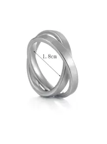 Fashionable And Popular Men Minimalist Layered Ring Stainless Steel For Jewelry Gift And For A Stylish Look - Silver - View 3