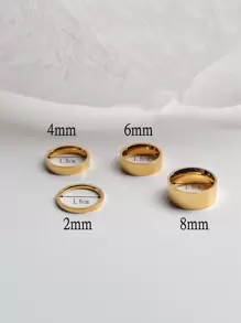 4pcs/set Minimalist Solid Ring - Yellow Gold - View 4