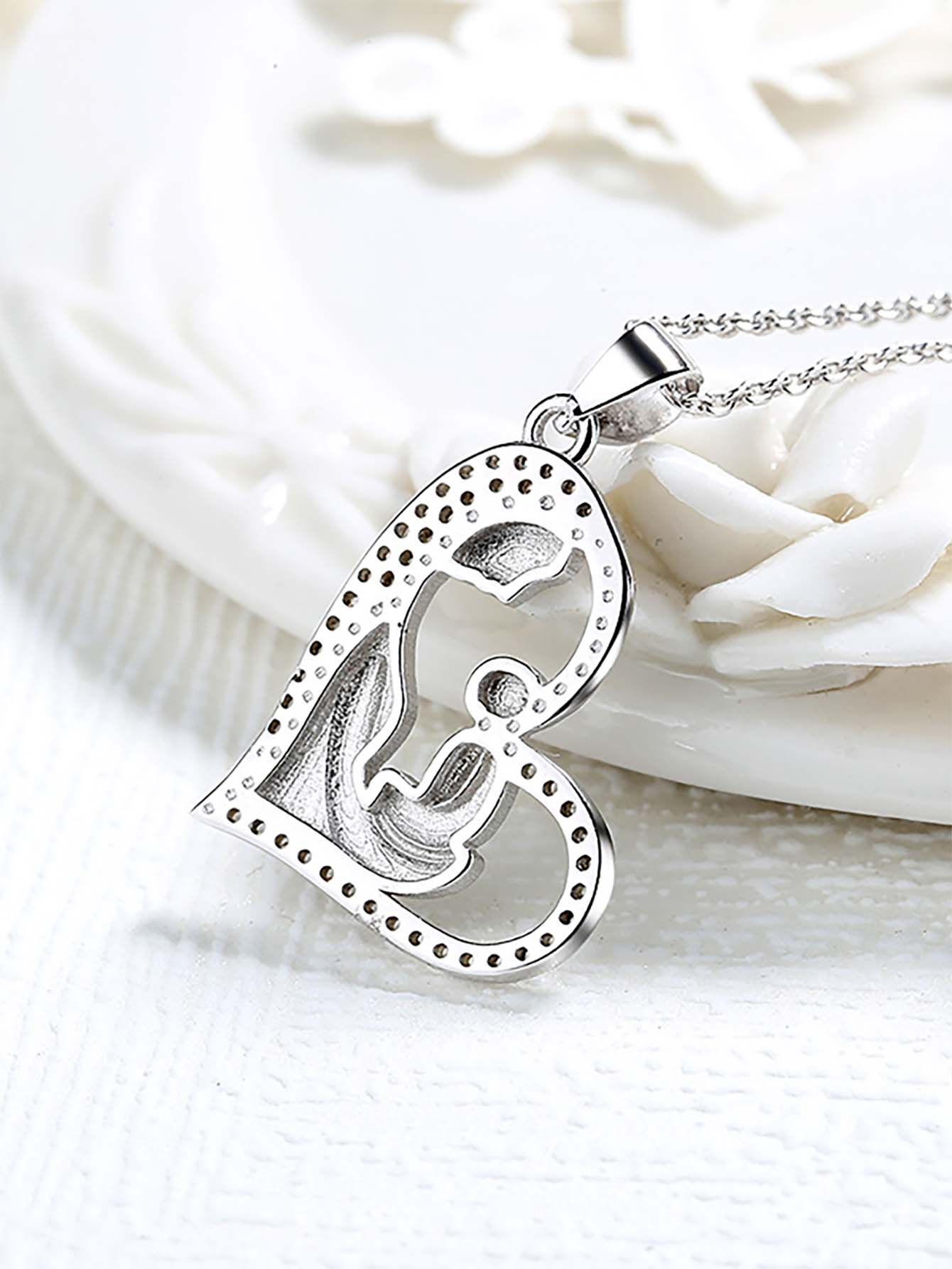 Figure & Cubic Zirconia Decor Heart Charm Necklace - Multicolor - View 1