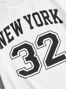 SHEIN Tween Boy Letter Graphic Tee & Contrast Tape Shorts - Black - View 4