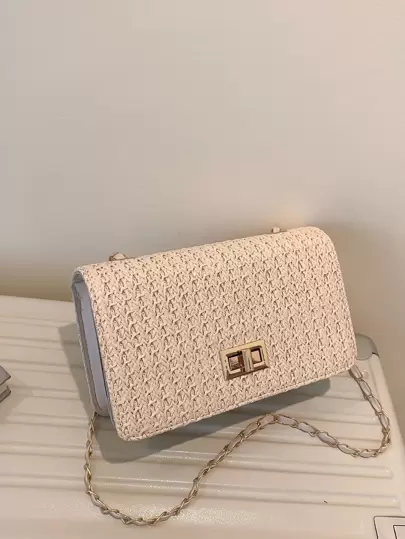 Mini Twist Lock Chain Straw Bag