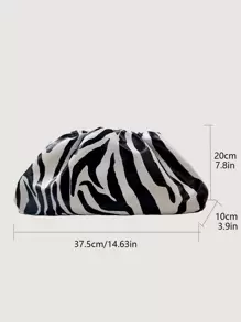 时尚斑马纹全息云朵手拿包，褶皱手提包，奢华设计师斑马纹柔软云朵手提包，大容量女士斜挎包