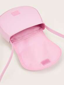 1入組粉色小貓PU皮革過蓋斜挎包，適合女孩日常使用